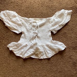 Off the shoulder white top